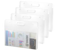 QWORK Lot de 4 porte-documents artistiques - 43,2 x 33 cm, matériau rigide solide et résistant à l'eau, grand espace de rangement translucide pour œuvres d'art, peinture diamant, affiches et