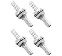 QWORK Lot de 4 raccords en acier inoxydable 304 - Raccord de cloison traversant, cannelure de tuyau de 6,35 mm, résistant à la corrosion, ductilité haute température