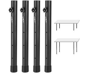 QWORK Lot de 4 rallonges de pieds de table réglables pour tables pliantes, en acier durable, pieds en caoutchouc antidérapants, plusieurs hauteurs
