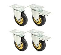 QWORK® Lot de 4 roulettes charge lourde 100 mm - jusqu'à 70 kg par roulettes - pour le déménagement de meubles et l'utilisation industrielle (2 avec frein)