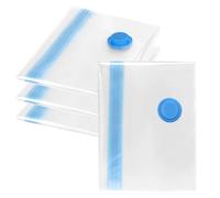 QWORK® Lot de 4 sacs de rangement sous vide 120 x 100 cm, fermeture éclair et valve anti-fuite, pour vêtements, couettes, linge de lit et oreillers