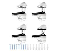 QWORK Lot de 4 supports réglables pour étagère en verre de 3 à 20 mm d'épaisseur, support mural en alliage de zinc