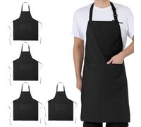 QWORK® Lot de 4 Tablier Cuisine Ajustable avec 2 Poches - 80x70 cm, Résistant aux Taches