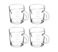 QWORK Lot de 4 verres à liqueur à expresso avec poignée, double bec, 85 g, tasse à mesurer en verre triple pichet à lait avec deux échelles (oz et ml)