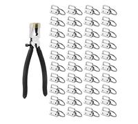 QWORK Lot de 40 ébauches de lanière en argent avec porte-clés et 1 pince à sertir, pour sangle de 25 mm de large