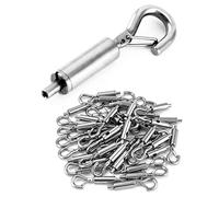 QWORK Lot de 40 tendeurs portables à crochet et œillet pour câble en acier inoxydable 1/16-3/32