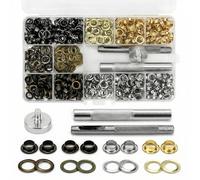 QWORK Lot de 400 oeillet pour bache, pince a oeillet pour bache 6 mm, oeillets, avec 3 outils et boîte de rangement, pour bâches, ceintures, chaussures, chapeau, 4 couleurs