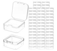 QWORK® Lot de 48 Boîtes de Rangement Transparentes en Plastique, Rectangle 45x45x20 mm, pour Perles, Bijoux et Petits Objets