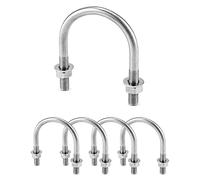 QWORK Lot de 5 boulons en U M8 x 51 mm, acier inoxydable 304 avec 10 rondelles et 10 écrous, pour fixer les pipelines
