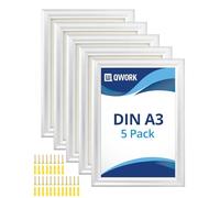 QWORK® Lot de 5 Cadre Clic-Clac Porte Affiche Mural - A3 (29,7 x 42 cm) - Profil en Aluminium de 25 mm - Argenté
