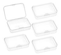 QWORK® Lot de 5 Petite Boîtes de Rangement avec Couvercle, Boite Plastique Carrés en Plastique pour Perles, Bijoux et Articles d'Artisanat - 88 x 60 x 20 mm