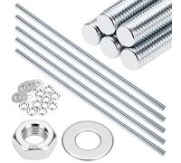 QWORK® Lot de 5 tiges filetées M10, zinguées, longueur 300 mm, avec écrous et rondelles inclus