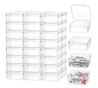 QWORK® Lot de 50 Boîtes de Rangement Transparentes en Plastique, Rectangle 45x45x20 mm, pour Perles, Bijoux et Petits Objets