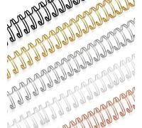 QWORK Lot de 50 reliures métalliques à double boucle, pas de 1,6 cm, pas 2:1 pour format lettre, capacité de 140 feuilles, reliures métalliques pour présentations, rapports, cahiers
