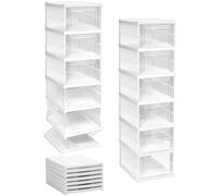 QWORK® Lot de 6 boîtes à chaussures sans installation, boîtes à chaussures transparentes, empilables, organisateur de chaussures, 34.5 x 25.5 x 105 cm
