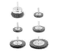 QWORK® Lot de 6 brosses métalliques pour perceuse , acier au carbone , tige 1/4" (6 mm), pour enlever la peinture, nettoyer la rouille et les abrasifs