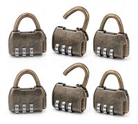QWORK® Lot de 6 Cadenas à combinaison à 3 chiffres, petit cadenas pour valise, bagage, sac de voyage, casier de salle de sport, Antique