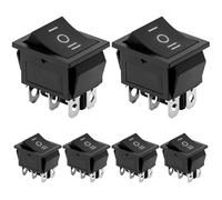 QWORK® Lot de 6 interrupteurs à bascule ON-OFF-ON DPDT, 6 broches, 16 A 250VAC, noir