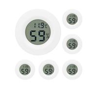 QWORK® Lot de 6 mini ronds thermomètres et hygromètres numériques pour intérieur et extérieur, pour salon, bureaux, serre, piles non incluses
