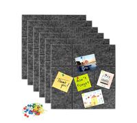QWORK Lot de 6 panneaux d'affichage en feutre gris foncé avec autocollants, carrés de 30 cm avec 30 punaises de couleur, faciles à installer, personnalisables pour photos, lettres, mémos, maison et