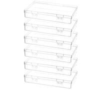 QWORK® Lot de 6 Petite Boîtes de Rangement avec Couvercle, Boite Plastique Rectangulaires en Plastique pour Perles, Bijoux et Articles d'Artisanat - 180 x 110 x 30 mm