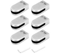 QWORK® Lot de 6 Pince de Verre en Acier Inoxydable, 6-8 mm Support Verre Dos Plat pour Balustrade Verre