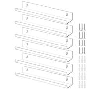 QWORK® Lot de 6 Support Vinyle Mural en Acrylique Transparent, Étagère Murale Flottantes pour Vinyle, Panneaux, Photos, Livres (38 x 5 x 4.5 cm)