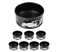 QWORK Lot de 8 moules à charnière de 10,2 cm, antiadhésifs, étanches avec fond amovible, construction en carbone et acier inoxydable