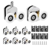 QWORK® Lot de 8 roulettes pour porte de douche 25 mm, acier inoxydable et plastique ABS, pour portes en verre de 4 à 6 mm, 4 en haut et 4 en bas