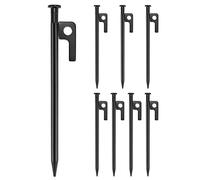 QWORK® Lot de 8 Sardine pour Tente, piquets de Camping, 20 cm de Long, pour Sol Rocheux Dur, Plage, Prairie, Noir
