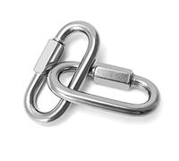 QWORK M4 Forme de D en Acier Inoxydable pour Porte-clés, Charge de 120kg, 6 pièces