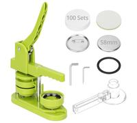QWORK® Machine à Boutons avec 100 Ensembles de Fournitures de Fabrication de Boutons de 58 mm, Moule Interchangeable et Coupe-Papier Rond
