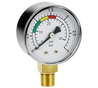 QWORK® Manomètre pour pression eau 1/4" BSPT, 0-3 Bar Ø53mm manometre eau avec adaptateur en laiton, pour piscines et étangs à poissons