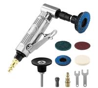 QWORK® Meuleuse d'Angle Pneumatique pour Polissage et Meulage - 12000 tr/min - Connecteur Rapide 1/4" - Bar - avec 4 Disques Polissage de 50 mm