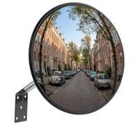 QWORK® Miroir Convexe de Sécurité 30 cm, Grand Angle 130° Incassable pour Garage, Sortie de Parking, Entrepôt et Rue - Miroir de Surveillance Panoramique avec Support Mural Réglable et Robuste