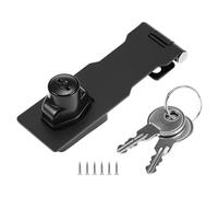 QWORK® Moraillon de Verrouillage, Cadenas Moraillon avec Clés et Vis pour porte, hangar, porte de garage, 4" / 10cm, Noir, 1 pièces