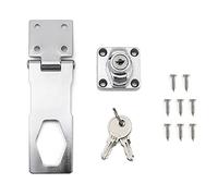 QWORK® Moraillon de Verrouillage, Cadenas Moraillon avec Clés et Vis pour porte, hangar, porte de garage, 4" / 10cm, Finition chromée, 1 pièces