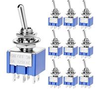QWORK® MTS-203 Interrupteur à bascule DPDT 3 positions, 6 broches AC 125 V 6 A ON-OFF-ON, 10 pièces