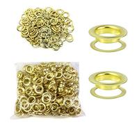 QWORK Oeillet de rondelle Kit, 500 pièces oeillet et 500 pièces de rondelle, 10 mm (3/8 po), pour Chaussures Vêtements Toile Bâche, or