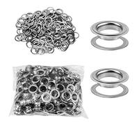 QWORK Oeillet de rondelle Kit, 500 pièces oeillet et 500 pièces de rondelle, 12 mm (1/2 po), pour Chaussures Vêtements Toile Bâche, argent