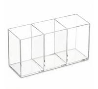 QWORK® Organisateur de Bureau Acrylique avec 3 Compartiments - Pot à Crayon, Pot à Pinceaux Maquillage