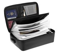 QWORK® Organisateur de Documents Ignifuge et Étanche avec Serrure, 36x27x10cm, avec Classeur Trieur 7 Compartiments