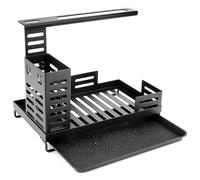 QWORK® Organisateur de lavabo Noir - Organisateur de Cuisine avec Conception de Drainage et Porte-Serviettes