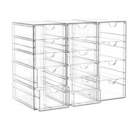 QWORK® Organisateur de Maquillage Transparent avec 15 Tiroirs - Lot de 3 - Rangement Polyvalent pour Bureau et Accessoires