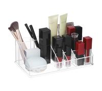QWORK® Organisateur maquillage, support à rouges à lèvres en acrylique avec 16 sections, organiseur cosmétiques, pour soins de la peau, pinceaux et bijoux