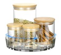 QWORK® Organisateur plateau tournant, Φ 22 cm support àépices rotatif, organisateur rotatif transparent, pour cuisine, salle de bain, réfrigérateur, placard