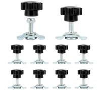 QWORK® Pack de 10 raccords à vis pour Rail d'arrimage Rail Compagnie aérienne - Embout M8x20 500daN avec vis poignée étoile - adapté pour Trou de diamètre 20mm