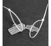 QWORK® Pack de 100 étiquettes de câbles étanches avec serre-câbles en nylon - repères de câbles à clipser en 2 tailles (30x10 mm, 40x20 mm)