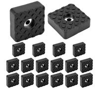 QWORK® Pack de 18 Pieds carrés en Caoutchouc vissables 30x30x10 mm, tampons en Caoutchouc antidérapants avec vis pour Meubles et sols - Noir