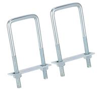QWORK® Pack de 2 supports d'arrimage boulons en U M10 en acier galvanisé - 60x150mm - avec contre-plaque et écrous M10 - supports d'arrimage pour remorques, camions, fourgonnettes, barres de toit